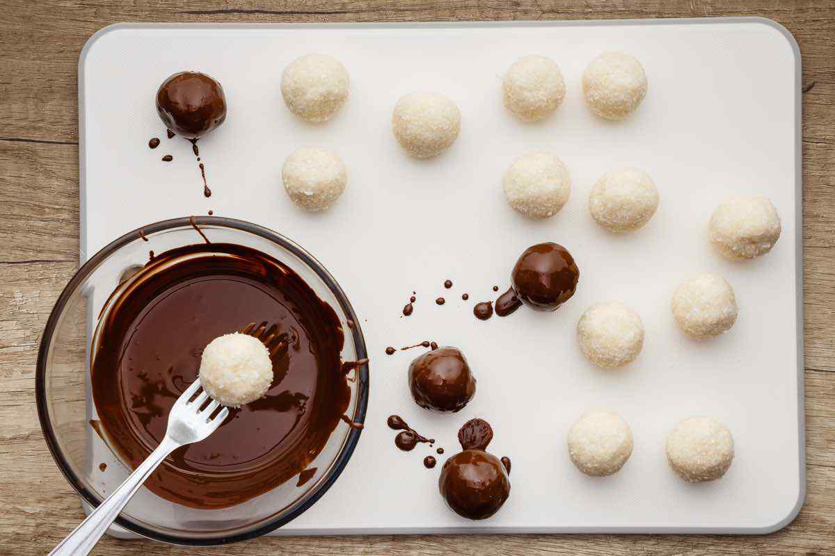 Chocolate Dipped Keto Coconut Fat Bombs