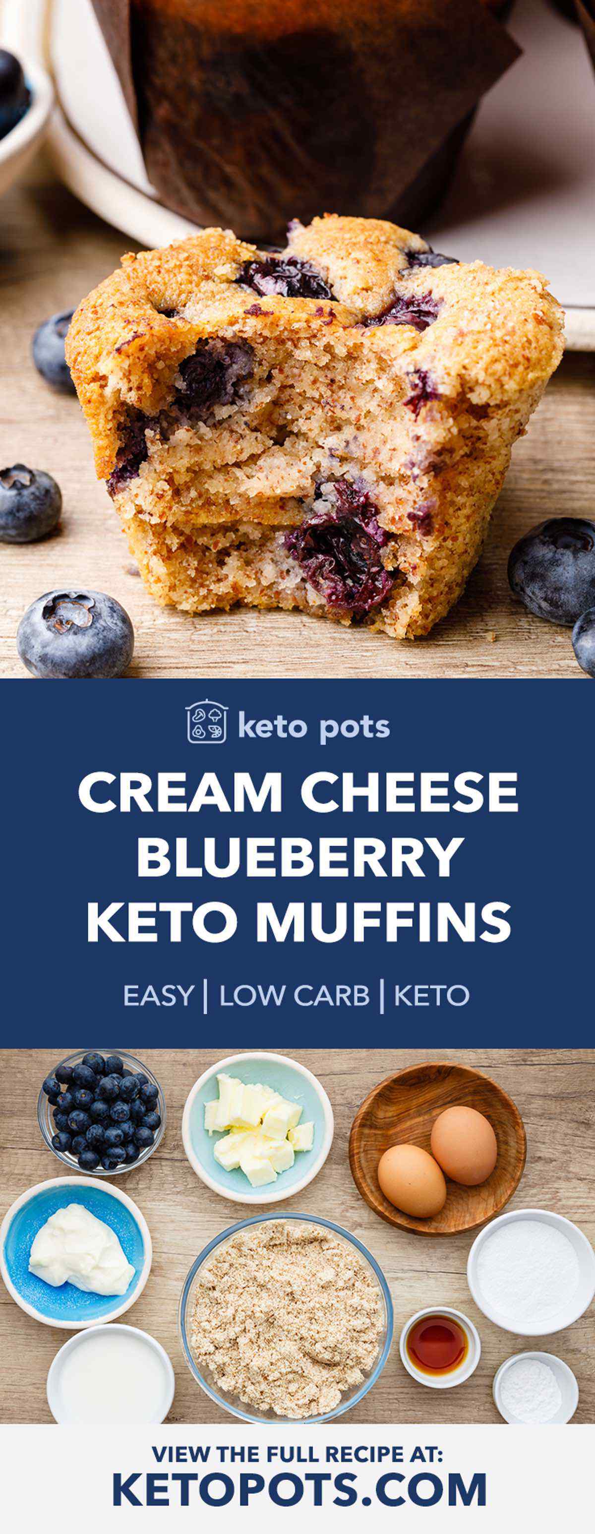 Cream Cheese Keto Blueberry Muffins