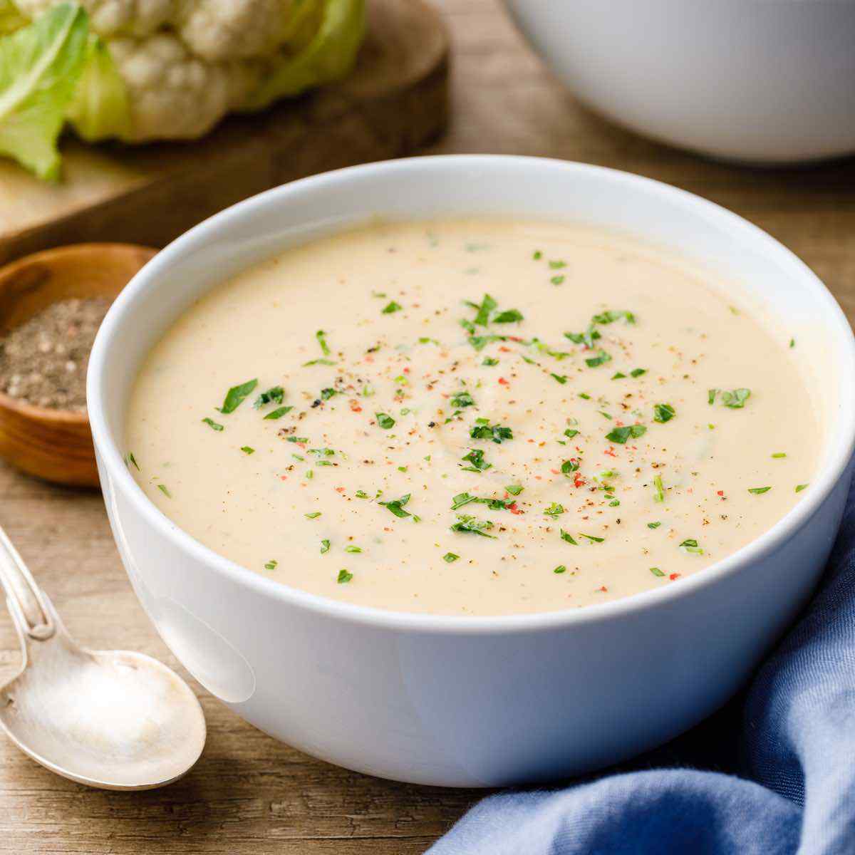 Keto Cheddar Cauliflower Soup