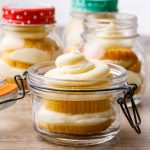 Keto Vanilla Cupcakes in a Jar with Buttercream Frosting