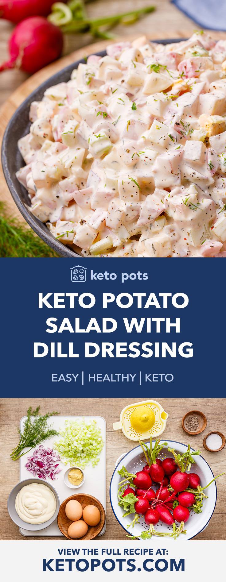 Low Carb Radish Keto Potato Salad with Creamy Dill ...