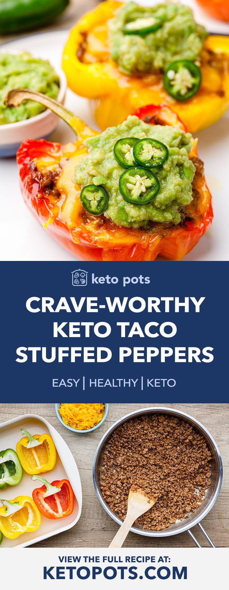 Crave Worthy Keto Taco Stuffed Bell Peppers Easy Ground Beef Recipe Keto Pots