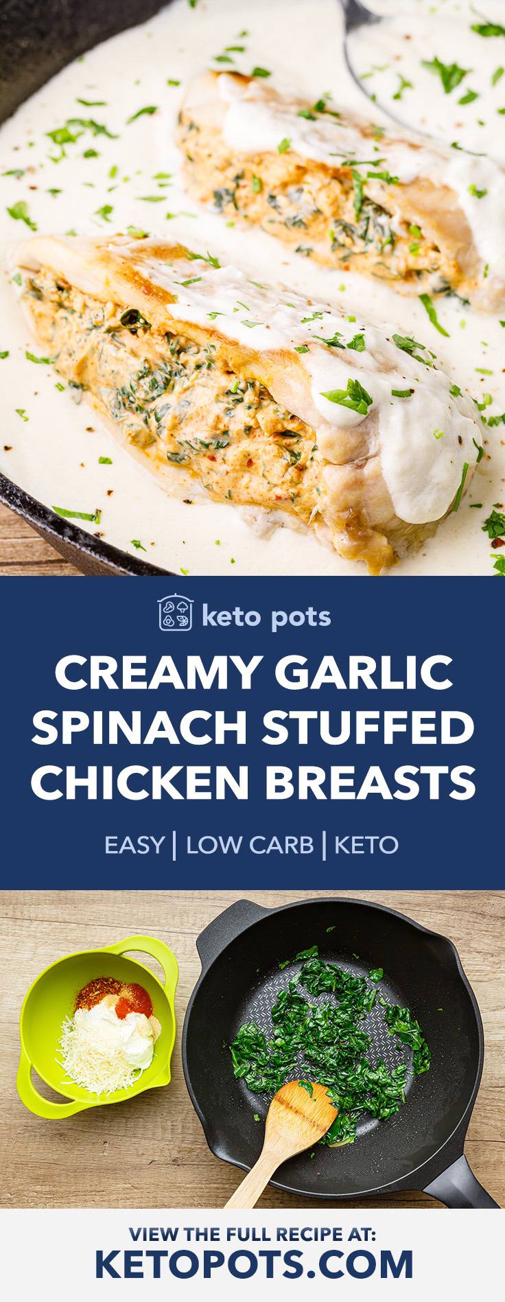 Creamy Garlic Spinach Stuffed Chicken Breast