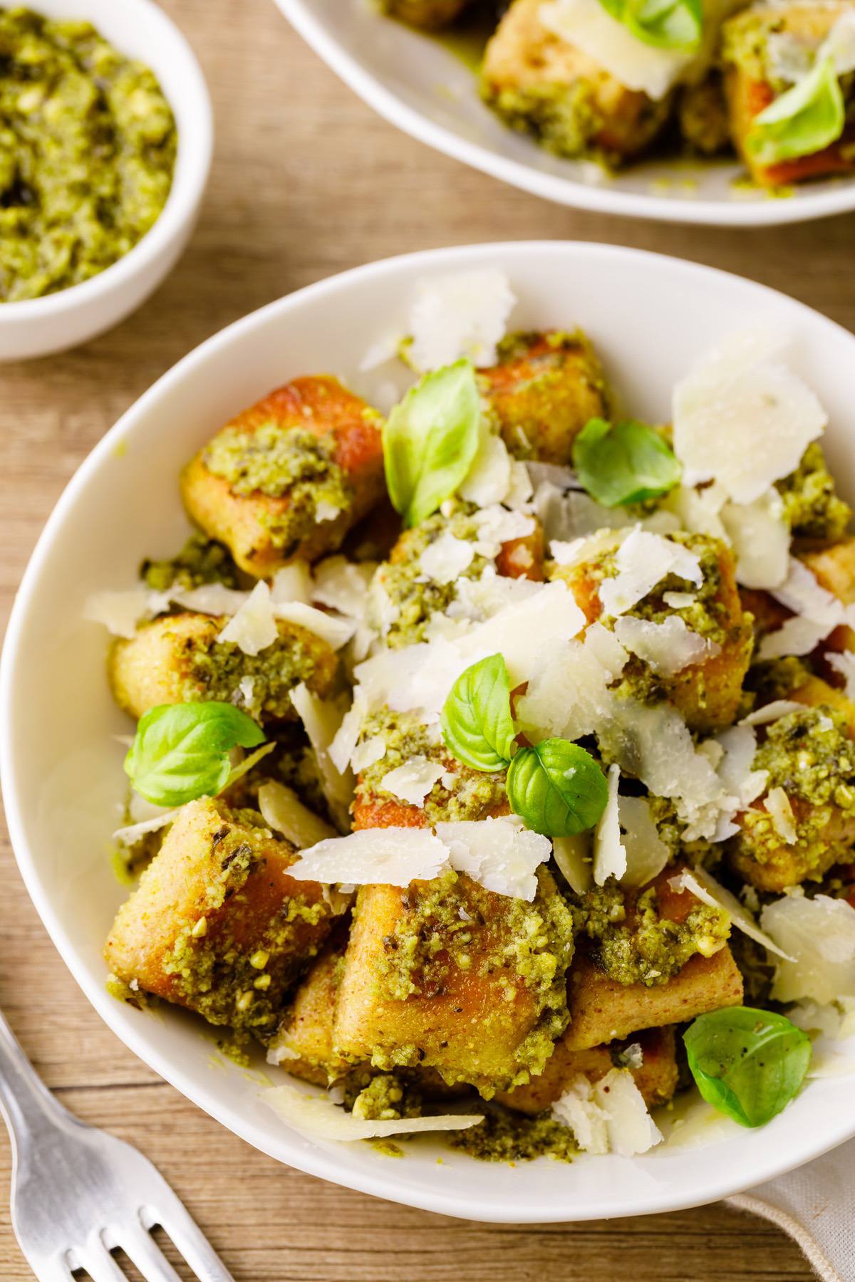 Homemade Keto Gnocchi With Pesto Sauce