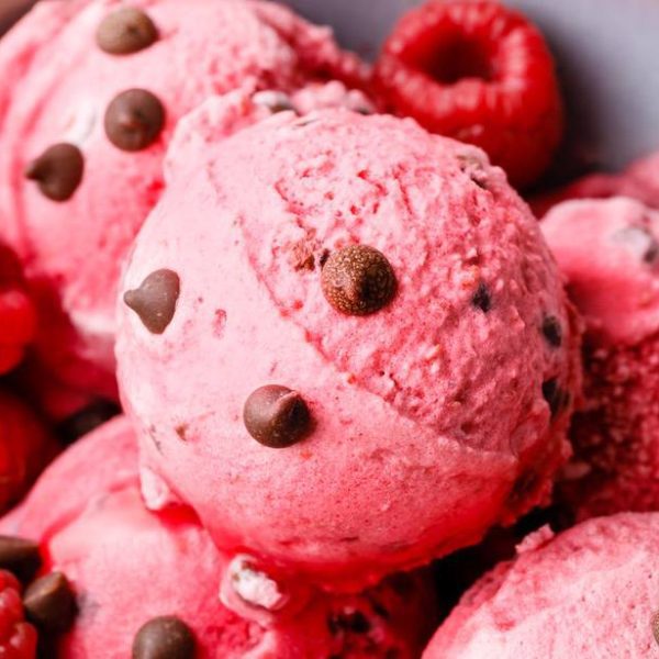 Raspberry Chocolate Chip Keto Ice Cream