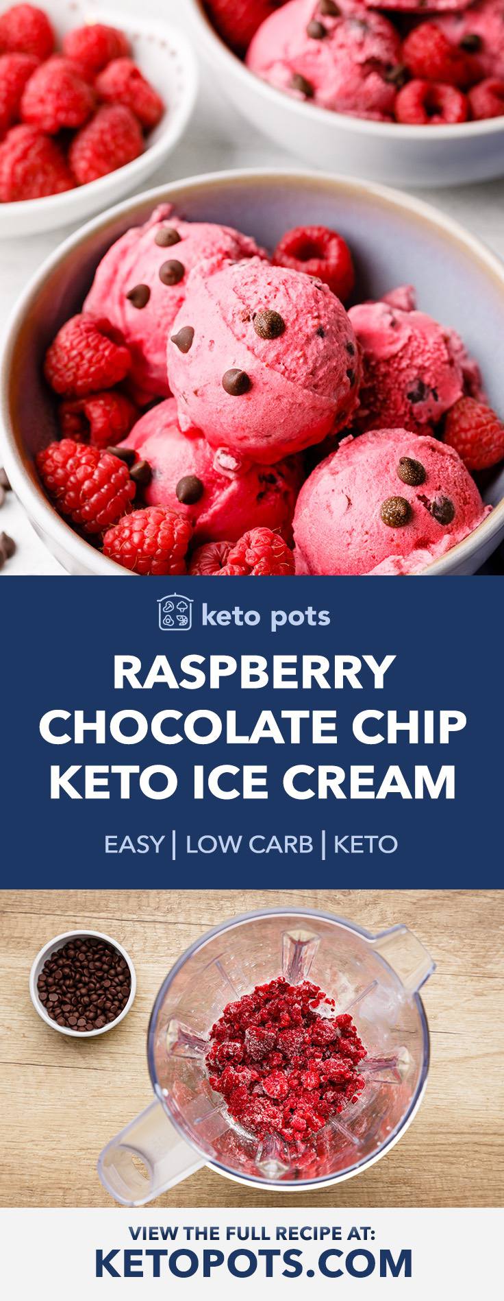 Raspberry Chocolate Chip Ice Cream Recipe - Keto Pots