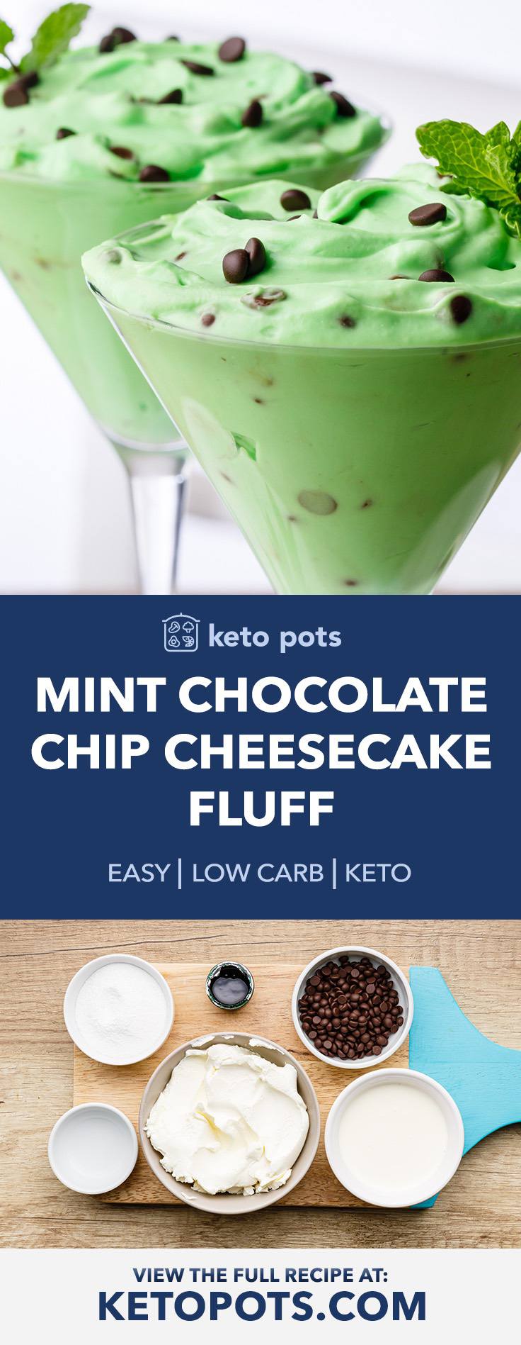 Yummy Keto Mint Chocolate Chip Cheesecake Fluff