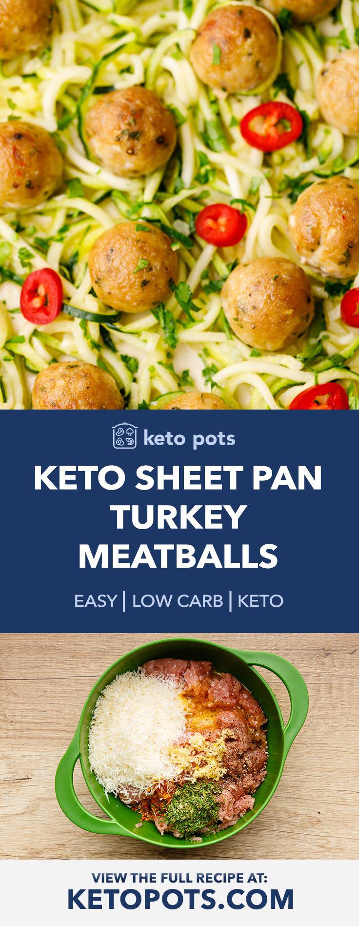 Easy Sheet Pan Keto Turkey Meatballs with Garlic Zucchini Noodles ...