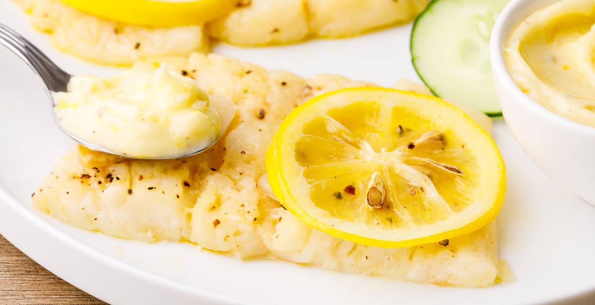 Really Easy Baked Halibut Recipe with Garlic Lemon Butter Sauce Keto Pots