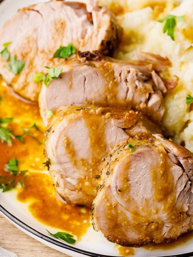 Slow Cooker Garlic Herb Butter Pork Tenderloin